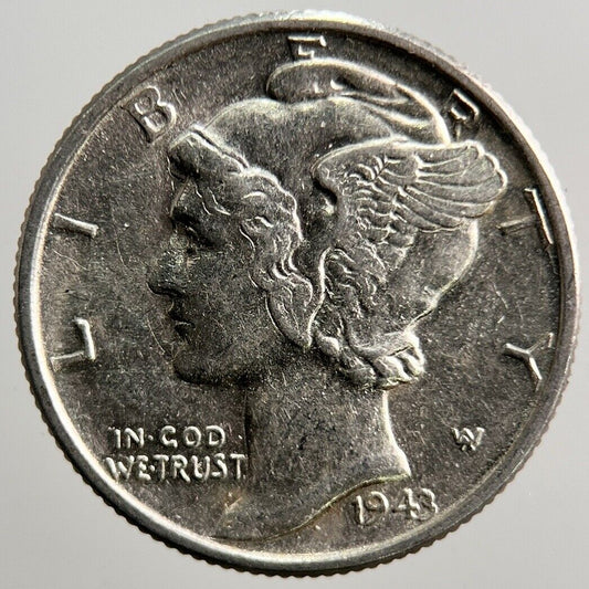 1943 US USA Mercury Dime Silver Coin | Very High Grade | a2103