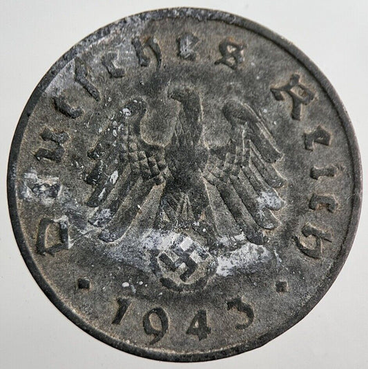 1943-A Germany Nazi 10 Pfennig Coin | Very High Grade | a7880