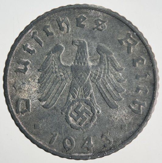 1943-A Germany Nazi 5 Pfennig Coin | Fine Collectable Grade | a1905