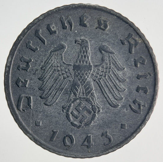1943-A Germany Nazi 5 Pfennig Coin | Fine Collectable Grade | a1903