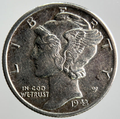 1943 US USA Mercury Dime Silver Coin | Very High Grade | a4081
