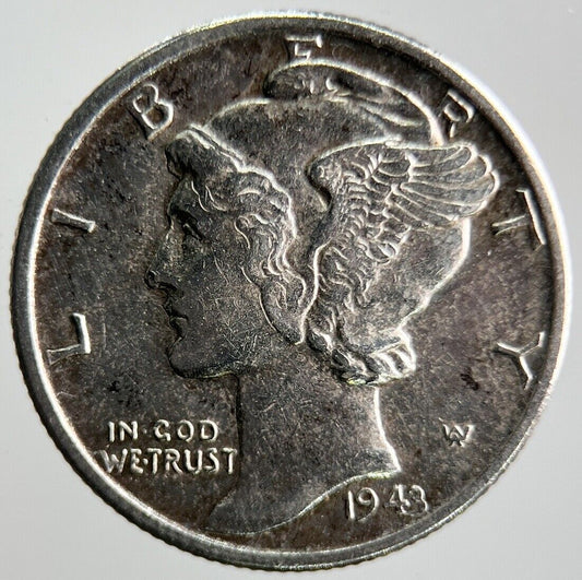 1943 US USA Mercury Dime Silver Coin | Very High Grade | a4081