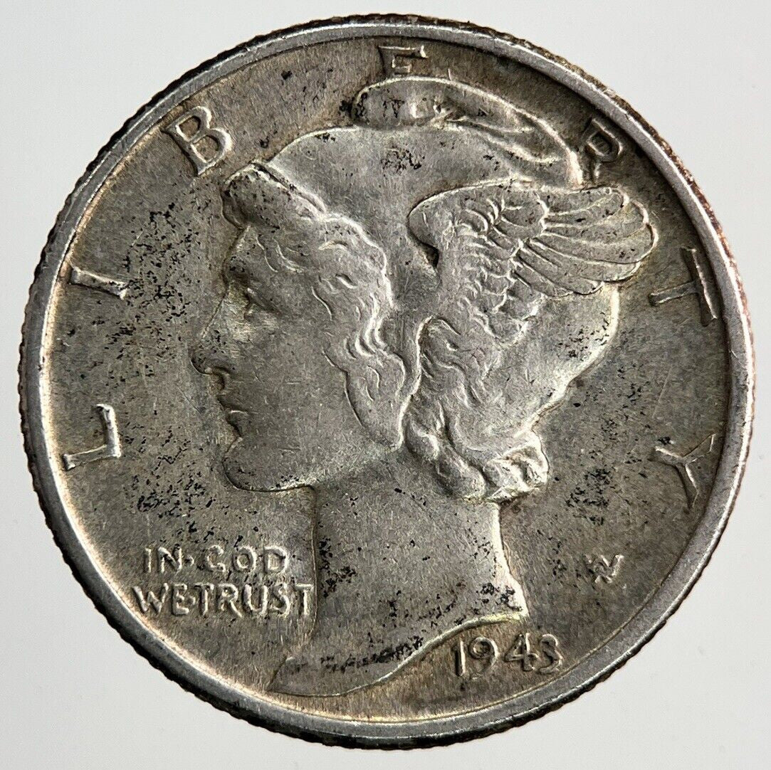 1943 US USA Mercury One Dime Silver Coin | Very High Grade