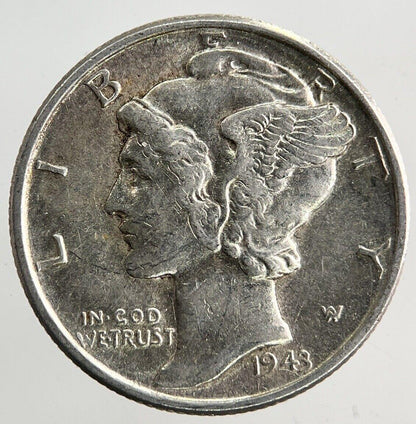 1943 US USA Mercury One Dime Silver Coin | Very High Grade