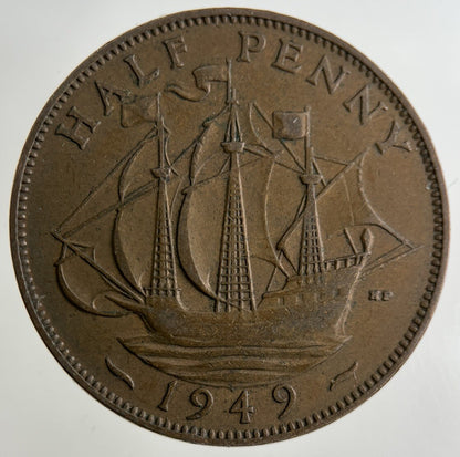 1949 George VI Half-Penny Coin | Fine Collectable Grade
