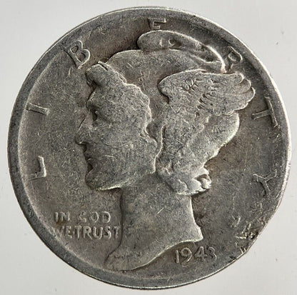 1943 US USA Mercury One Dime Silver Coin | Collectable Grade