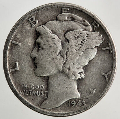 1943 US USA Mercury One Dime Silver Coin | Collectable Grade