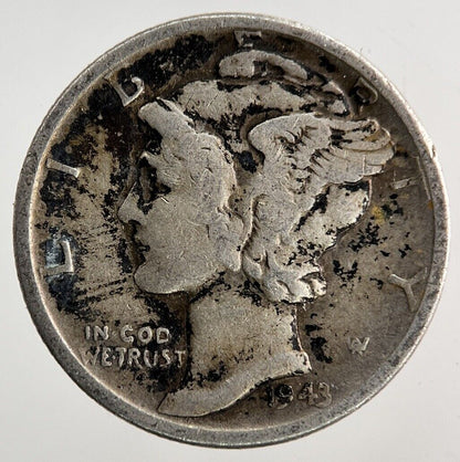 1943 US USA Mercury One Dime Silver Coin | Collectable Grade