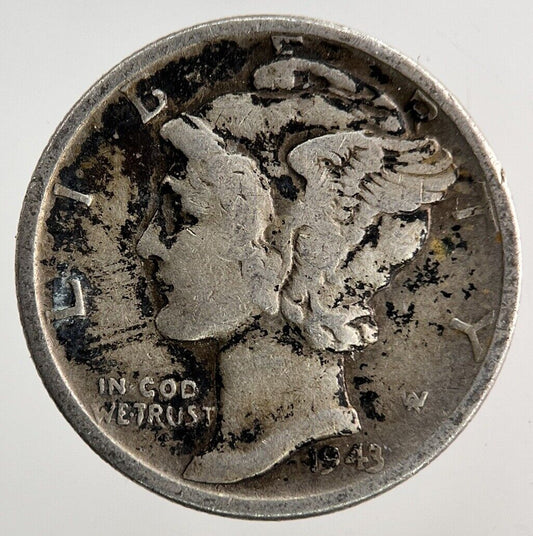 1943 US USA Mercury One Dime Silver Coin | Collectable Grade
