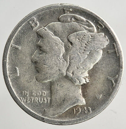 1943 US USA Mercury One Dime Silver Coin | Collectable Grade