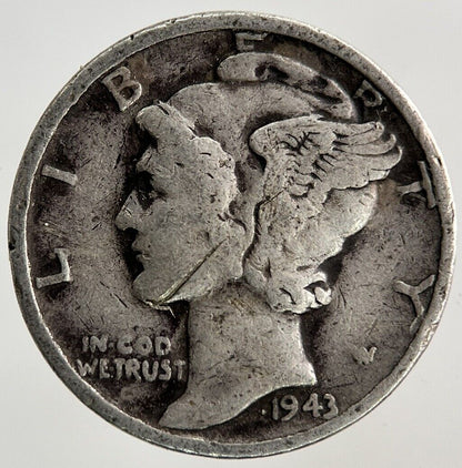 1943 US USA Mercury One Dime Silver Coin | Collectable Grade