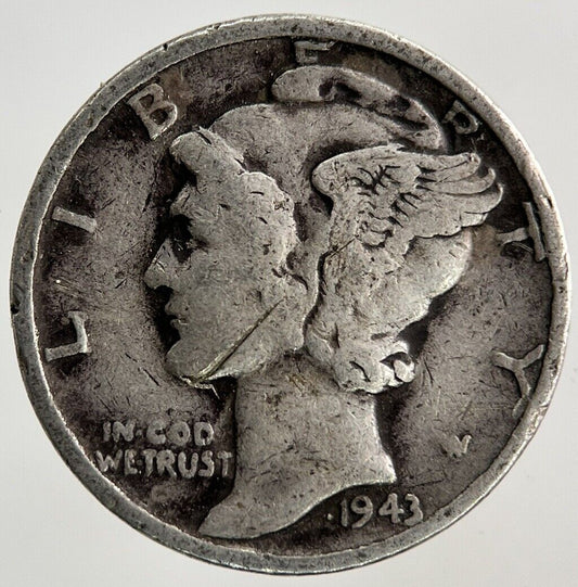 1943 US USA Mercury One Dime Silver Coin | Collectable Grade