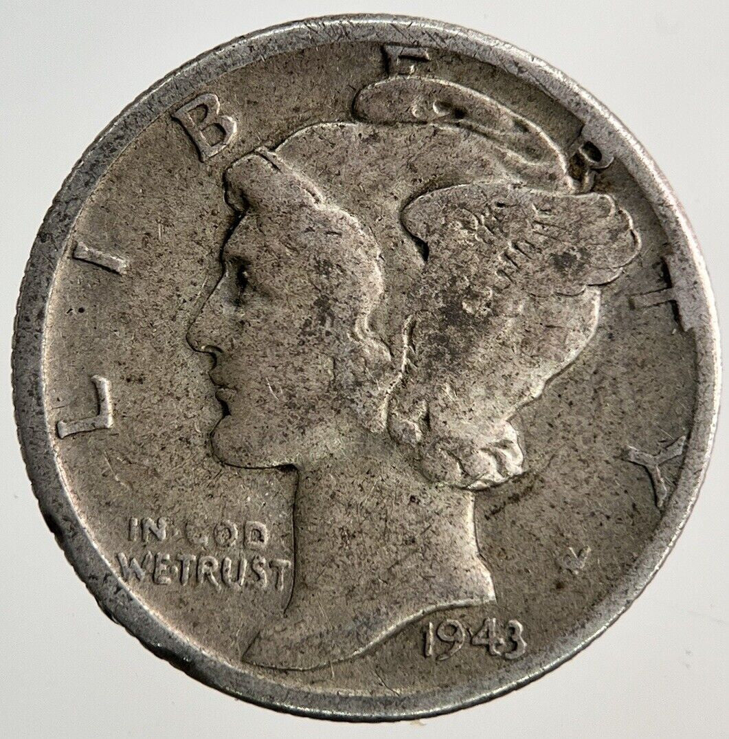 1943 US USA Mercury One Dime Silver Coin | Collectable Grade
