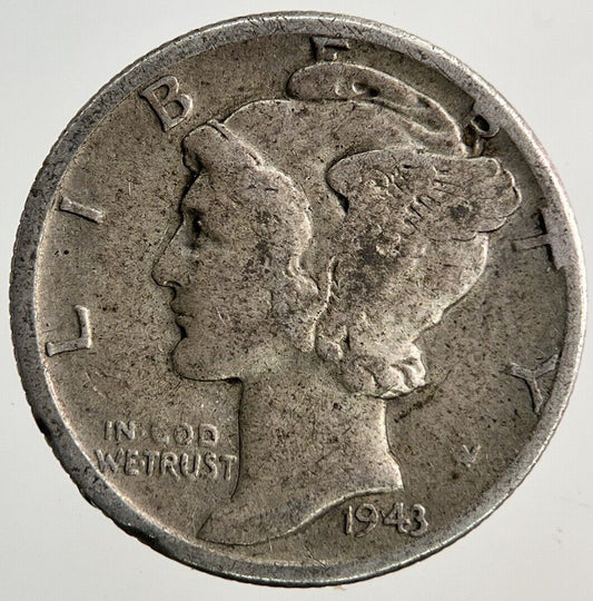 1943 US USA Mercury One Dime Silver Coin | Collectable Grade