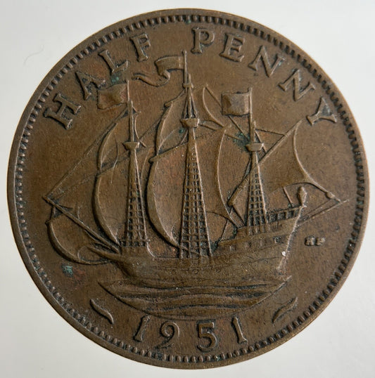 1951 George VI Half-Penny Coin | Fine Collectable Grade