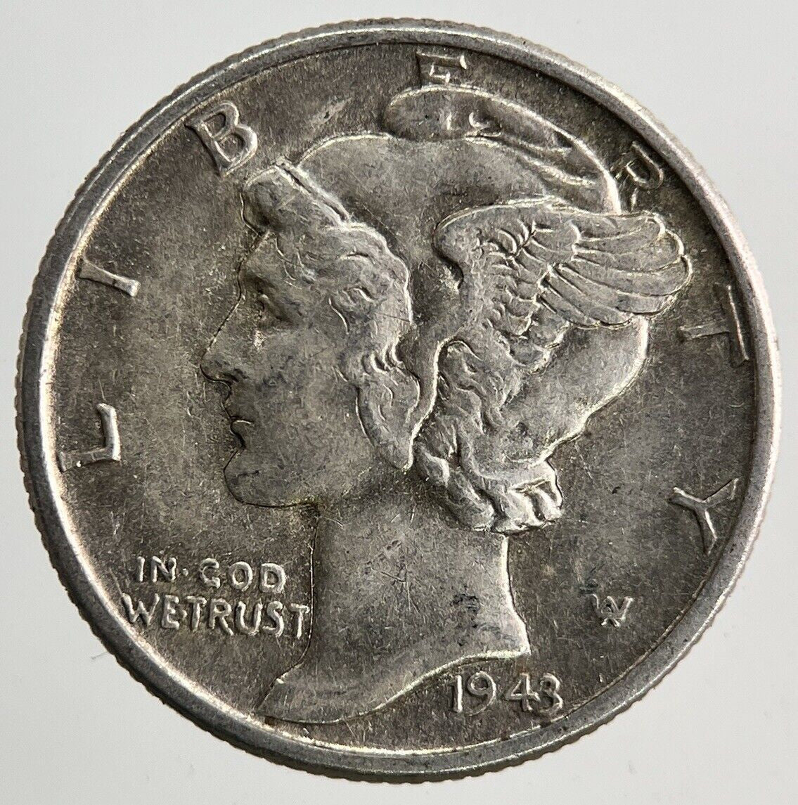 1943 US USA Mercury One Dime Silver Coin | Very High Grade