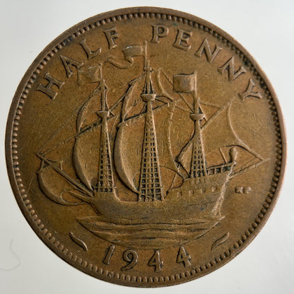 1944 George VI Half-Penny Coin | Fine Collectable Grade
