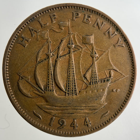 1944 George VI Half-Penny Coin | Fine Collectable Grade