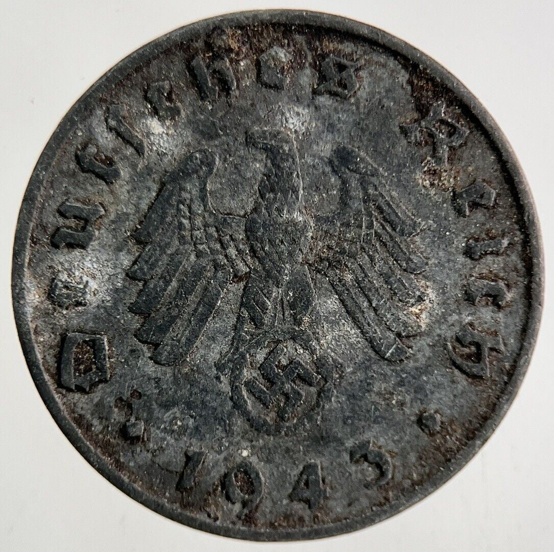 1943-A Germany Nazi 10 Pfennig Coin | Fine Collectable Grade
