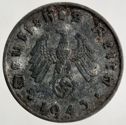 1943-A Germany Nazi 10 Pfennig Coin | Fine Collectable Grade