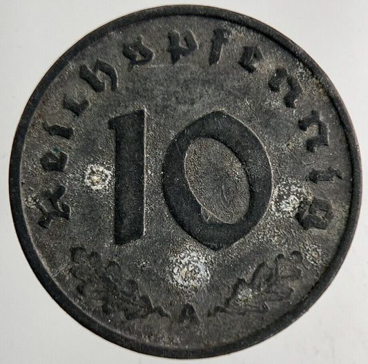 1943-A Germany Nazi 10 Pfennig Coin | Fine Collectable Grade