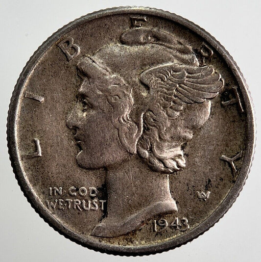1943 US USA Mercury Dime Silver Coin | Very High Grade