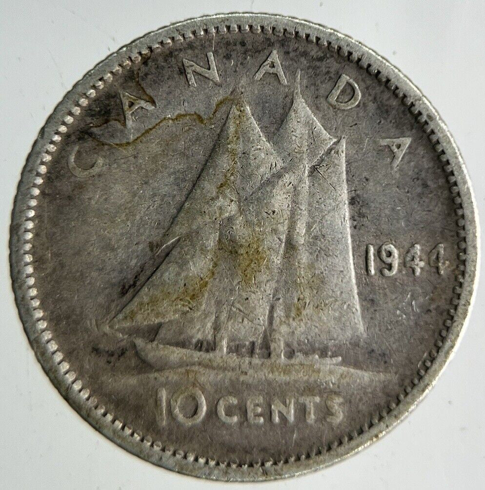 1944 Canada 10 Cents Silver Coin | Fine Collectable Grade