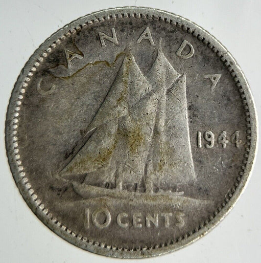 1944 Canada 10 Cents Silver Coin | Fine Collectable Grade