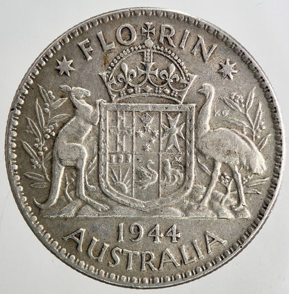 1944 Australia Florin Silver Coin | Fine Collectable Grade | a6690