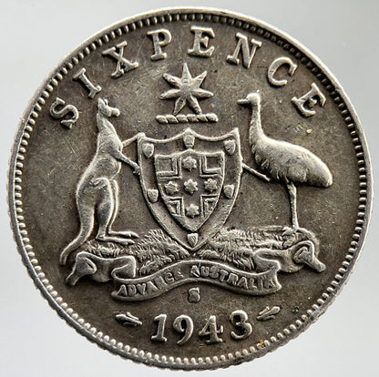 1943-S Australia Sixpence Silver Coin | Fine Collectable Grade | a1628