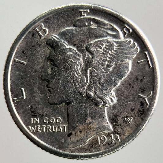 1943-D US USA Mercury Dime Silver Coin | Very High Grade | a4079
