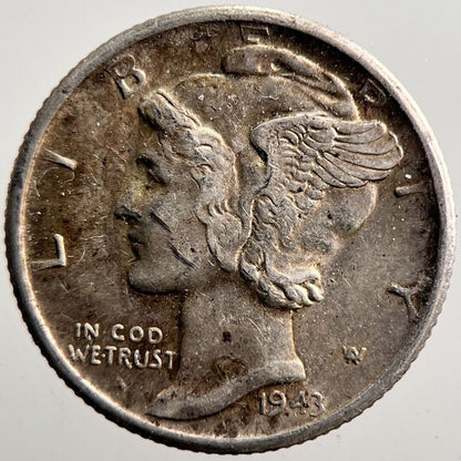 1943-S US USA Mercury Dime Silver Coin | Fine Collectable Grade | a3558