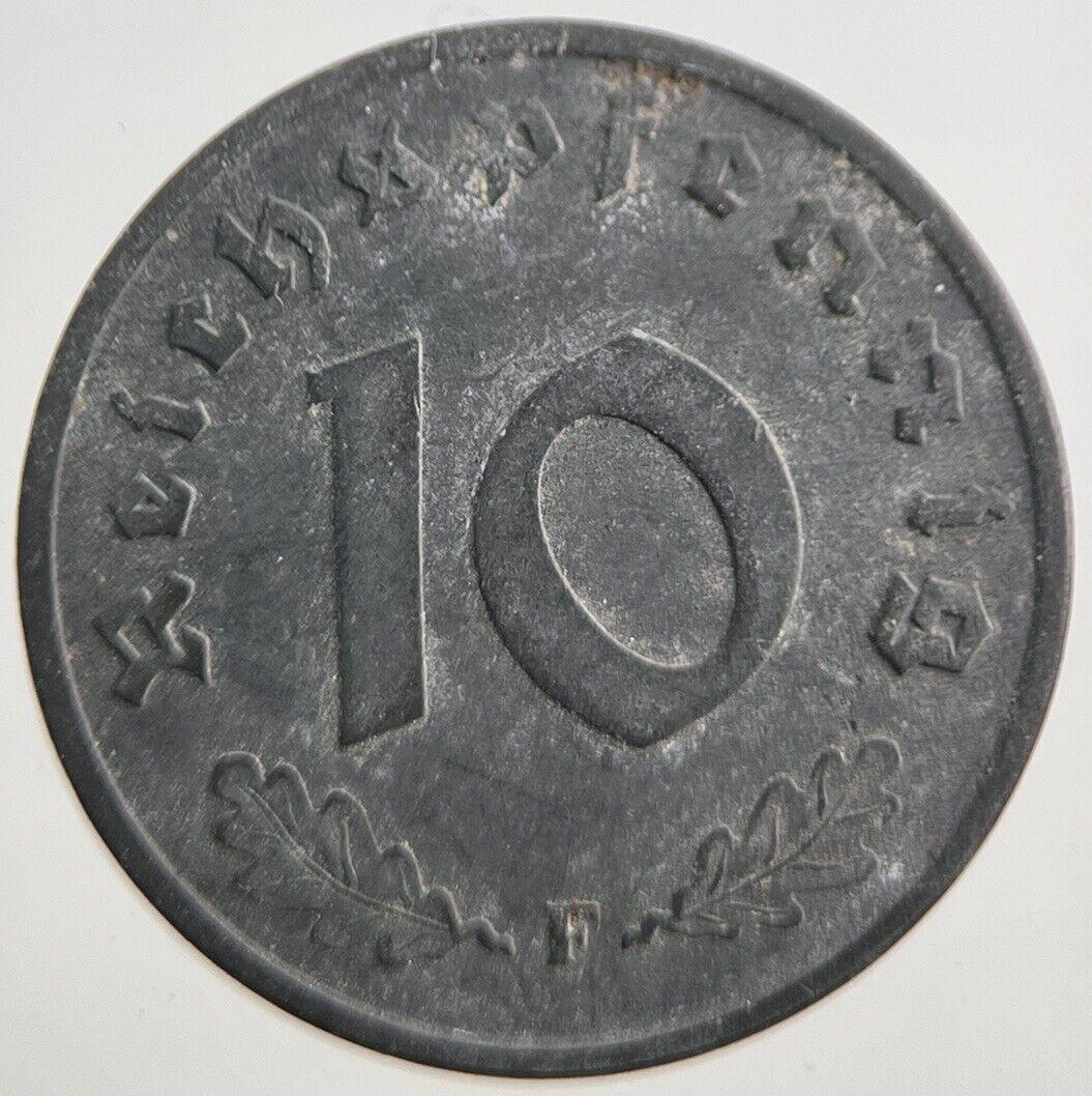 1943-F Germany Nazi 10 Pfennig Coin | Very High Grade | a7875