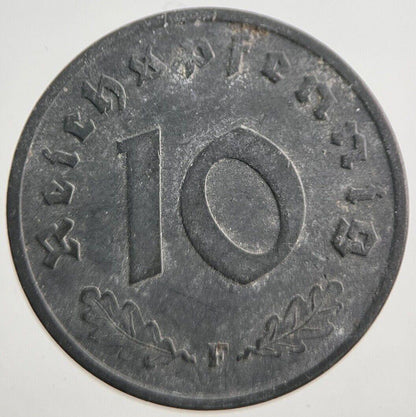 1943-F Germany Nazi 10 Pfennig Coin | Very High Grade | a7875