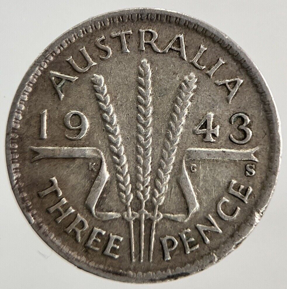 1943-S Australia Threepence Silver Coin | Fine Collectable Grade