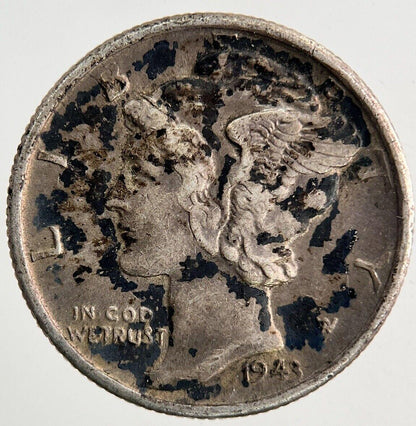 1943-S US USA Mercury Dime Silver Coin | Fine Collectable Grade