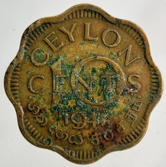 1944 Ceylon 10 Cents Coin | Fine Collectable Grade