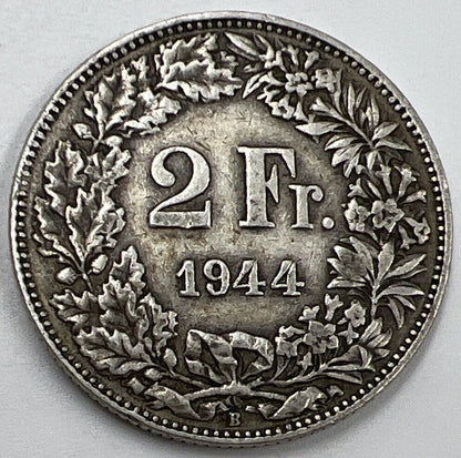 1944 2 Two Franc | Swiss Silver Coin | Collectable Grade | a562