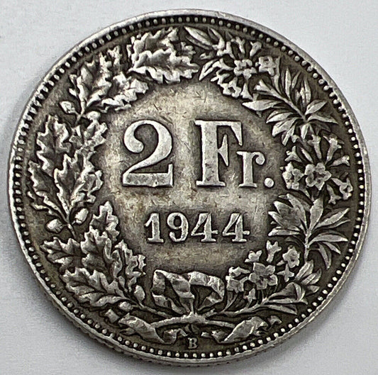 1944 2 Two Franc | Swiss Silver Coin | Collectable Grade | a562