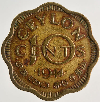 1944 Ceylon 10 Cents Coin | Fine Collectable Grade