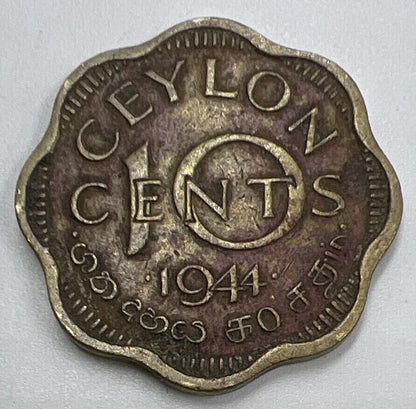 1944 Ceylon 10 Cents Coin | Fine Collectable Grade | a1378