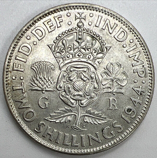 1944 George VI Florin | British Silver Coin | Very Fine Grade | a1096