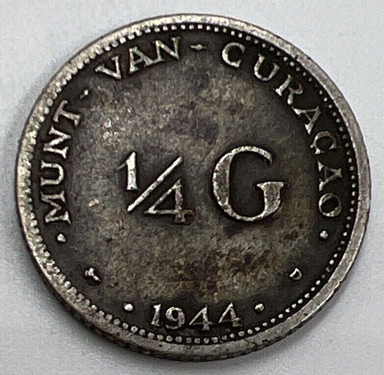 1944 Curacau 1/4 Gulden | Netherlands Silver Coin | Collectable Grade | a158
