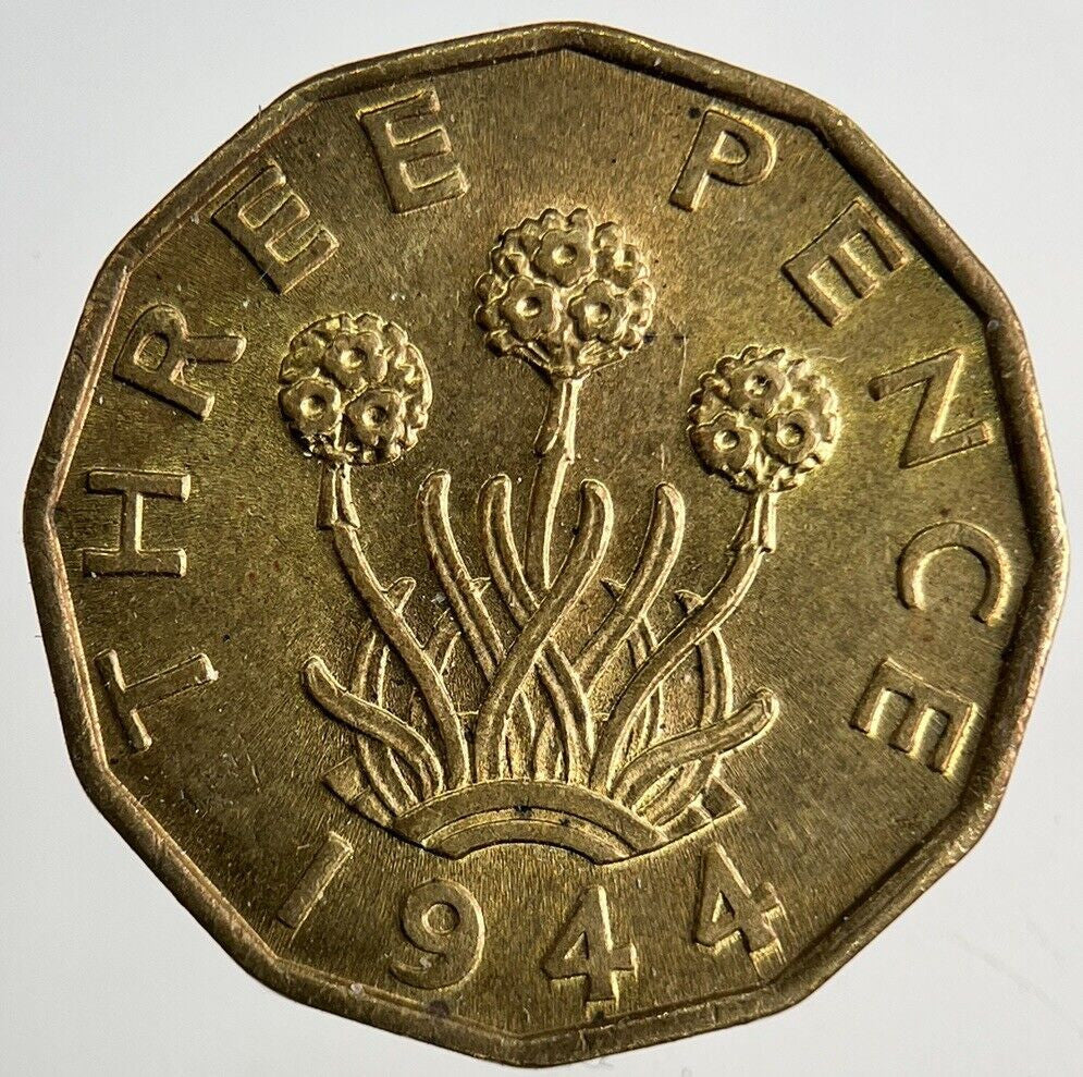1944 George VI Brass Threepence Coin | Very Fine Grade