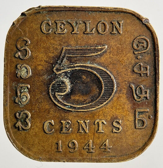 1944 Ceylon 5 Cents Coin | Fine Collectable Grade