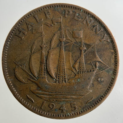 1945 George VI Half-Penny Coin | Collectable Grade
