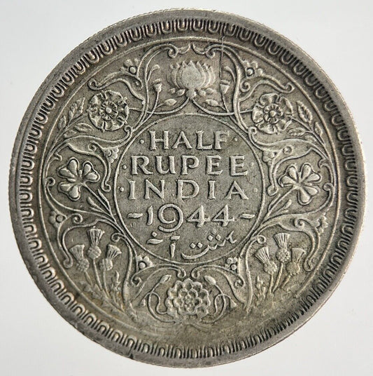 1944 India 1/2 Half Rupee Silver Coin | Fine Collectable Grade | a1927