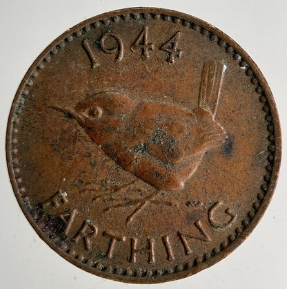 1944 George VI Wren Farthing Coin | Fine Collectable Grade