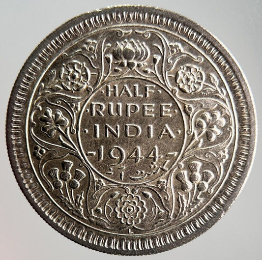 1944 India 1/2 Half Rupee Silver Coin | Fine Collectable Grade | a4087