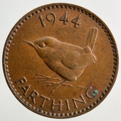 1944 George VI Wren Farthing Coin | Fine Collectable Grade